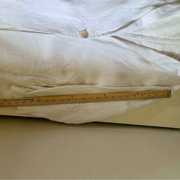 Halston 100% Linen Blazer Jacket White Roll Tab Size Medium Coastal Minimalist - Picture 8 of 8